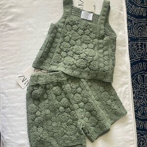 NWT ZARA Girls Two Piece Outfit Size 11/12 Olive Green
